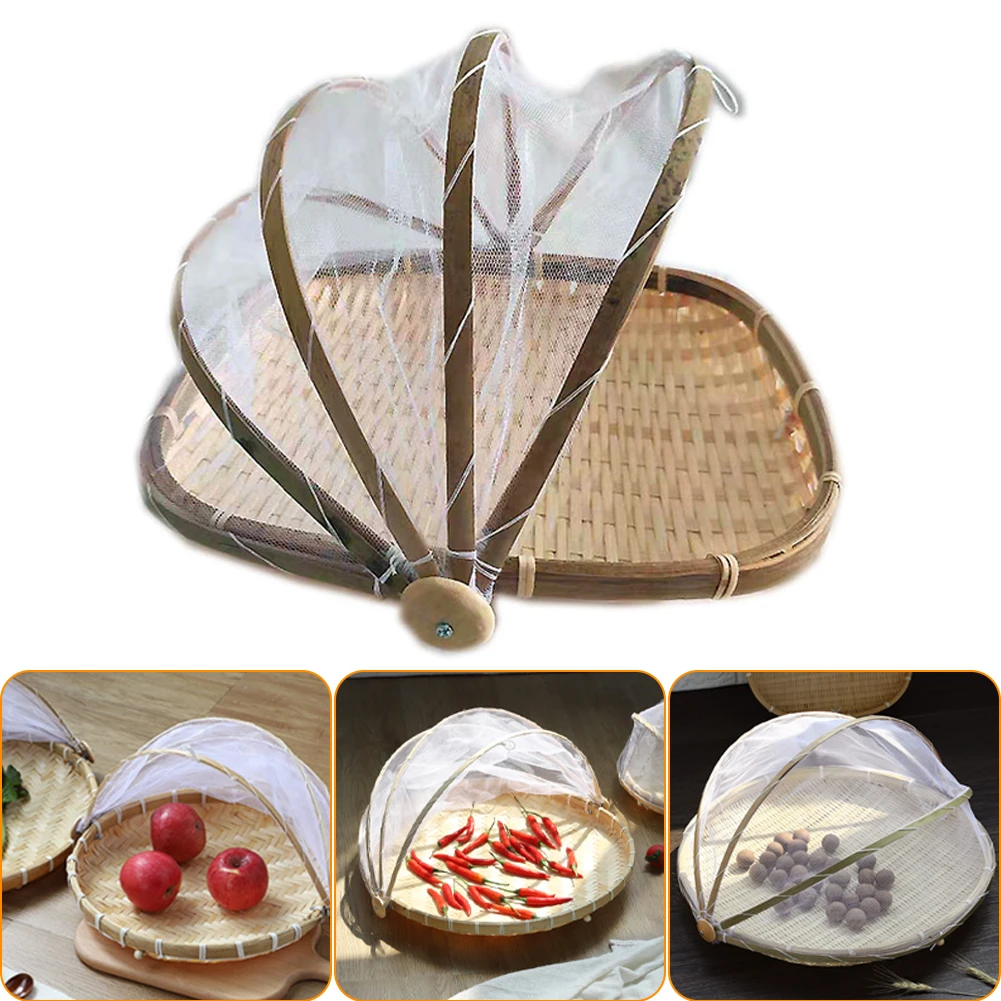 

34*29CM Bamboo Food Serving Tent Covered Rectangular Bamboo Serving Basket Natural Artisan Handmade Tray