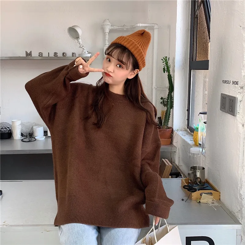 Женский свитер Корейская зимняя одежда 2019 размера плюс пуловер вязаный женский