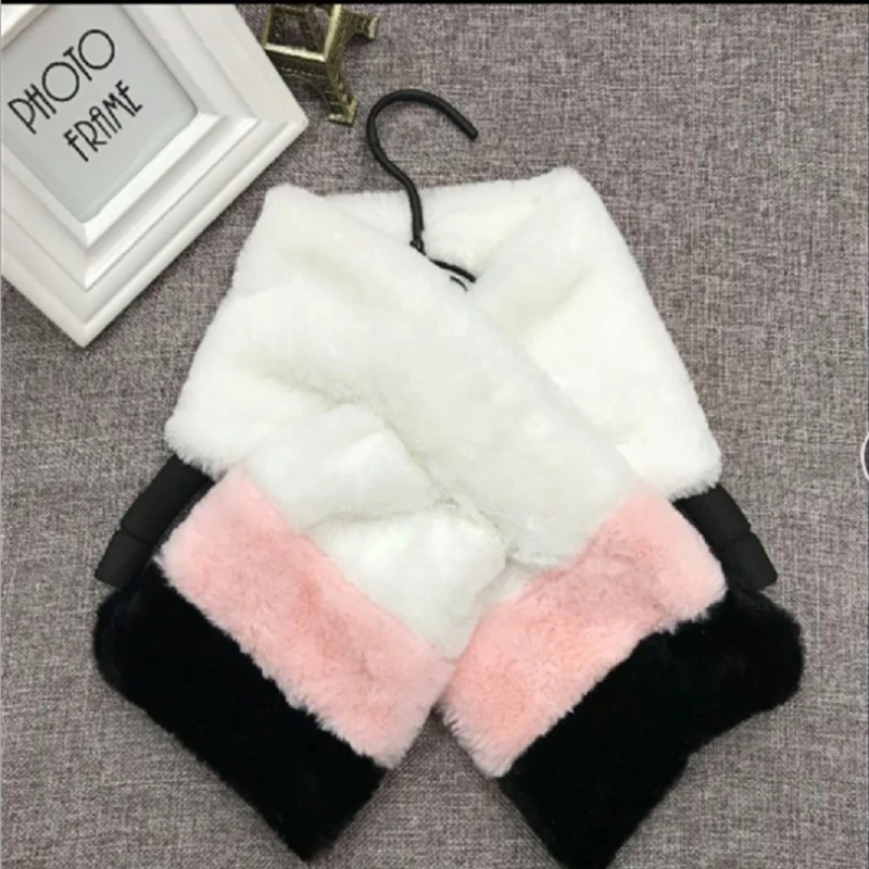 Мягкий женский Шарф детский шарф зимние теплые меховые пушистые шарфы воротник| |