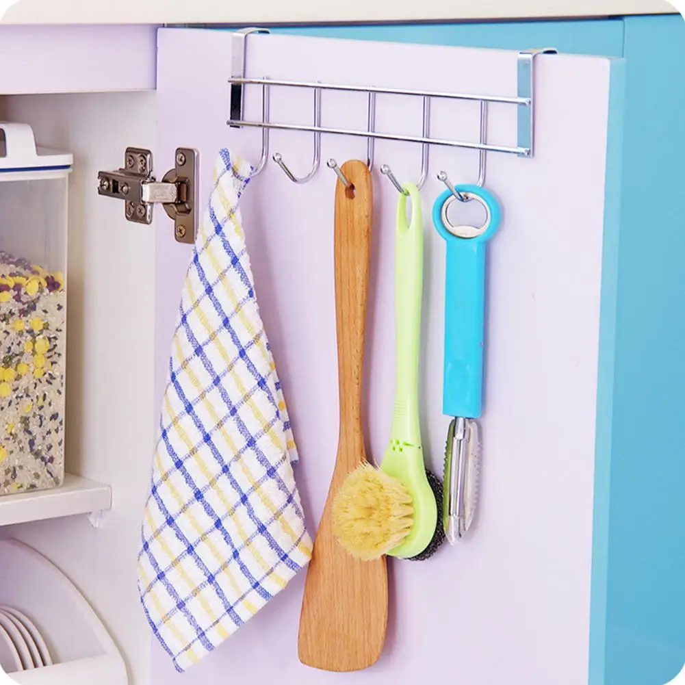 

Over The Door 5 Hooks Home Bathroom Organizer Rack Hat Hanger Kitchen Holder Bathroom Towel Coat Clothes Hooks Accessories E8F3