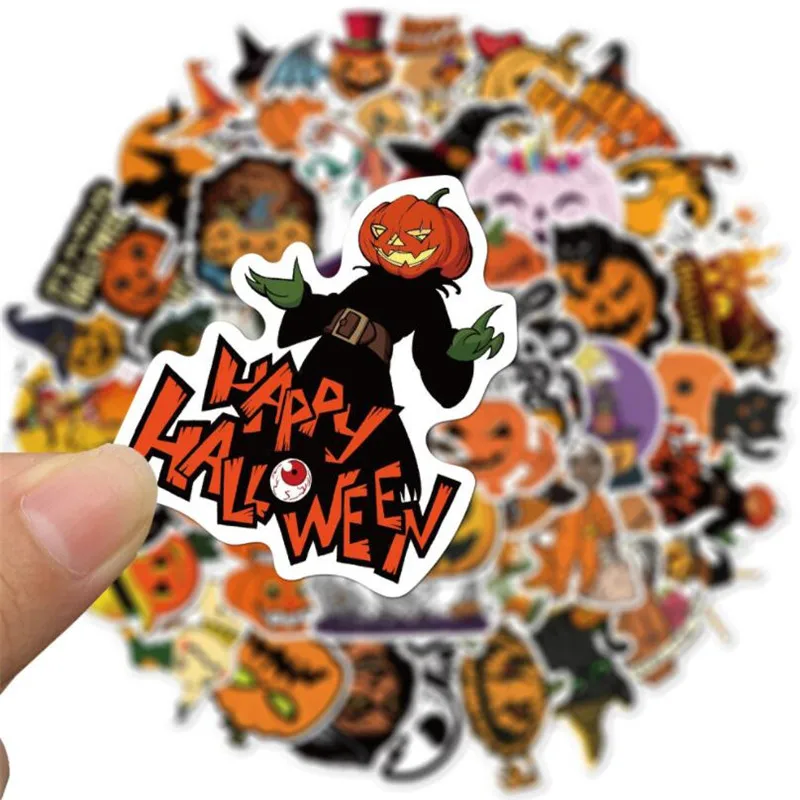

10/30/50PCS Halloween Holiday Decoration Cartoon Graffiti Luggage Computer Waterproof Without Leaving Glue Stickers Wholesale