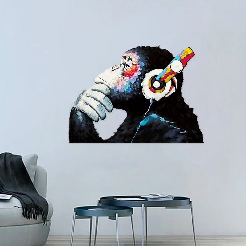 Banksy граффити DJ наушники в виде обезьяны настенные наклейки для ноутбука|Наклейки