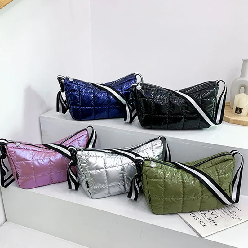 

Зимняя сумка на плечо для женщин, объемные хлопковые утепленные сумки 2021, новая модная вместительная сумка-мессенджер через плечо, кошелек