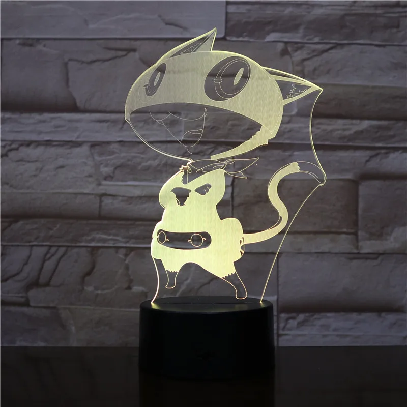 7 цветов 3D Визуальный Usb мультфильм Кот моделирование светодиодная Фея лампа