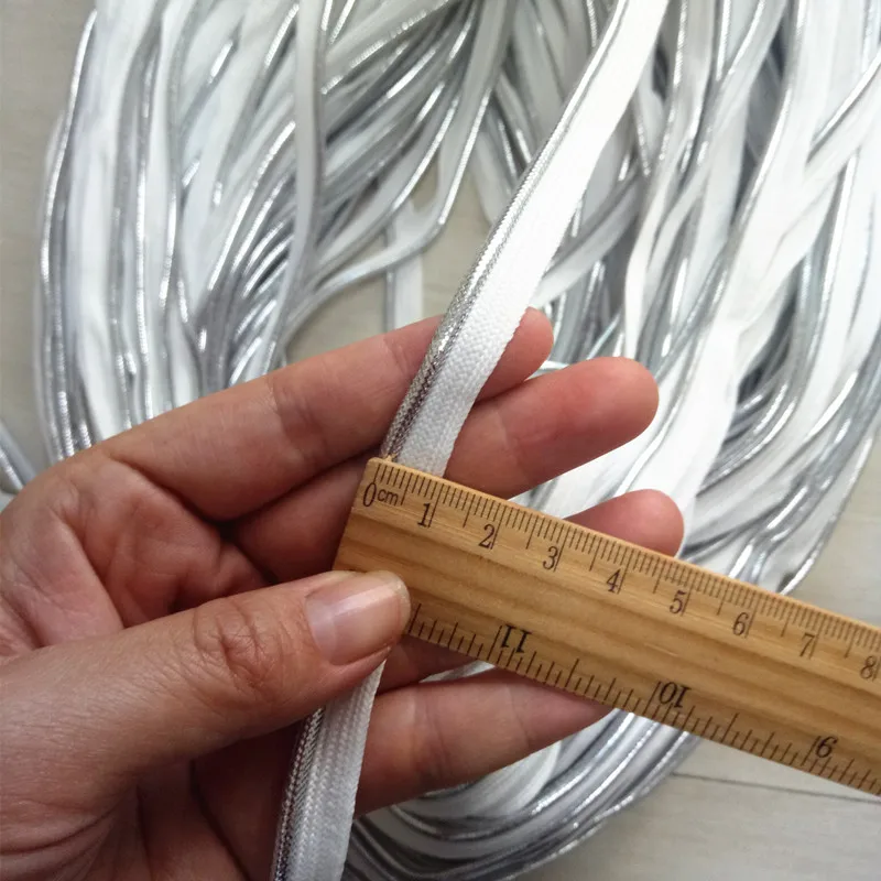Оптовая продажа белая серебристая лента с косым шнуром швом Размер 10 мм x 100 ярдов