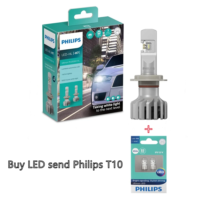 Новинка 2021 2 шт. Philips Ultinon Pro5000 HL 13 В 16 Вт 5800k H1 H3 H4 H7 H11head HIR2 HB3/HB4 H8/H11/H16 противотуманная