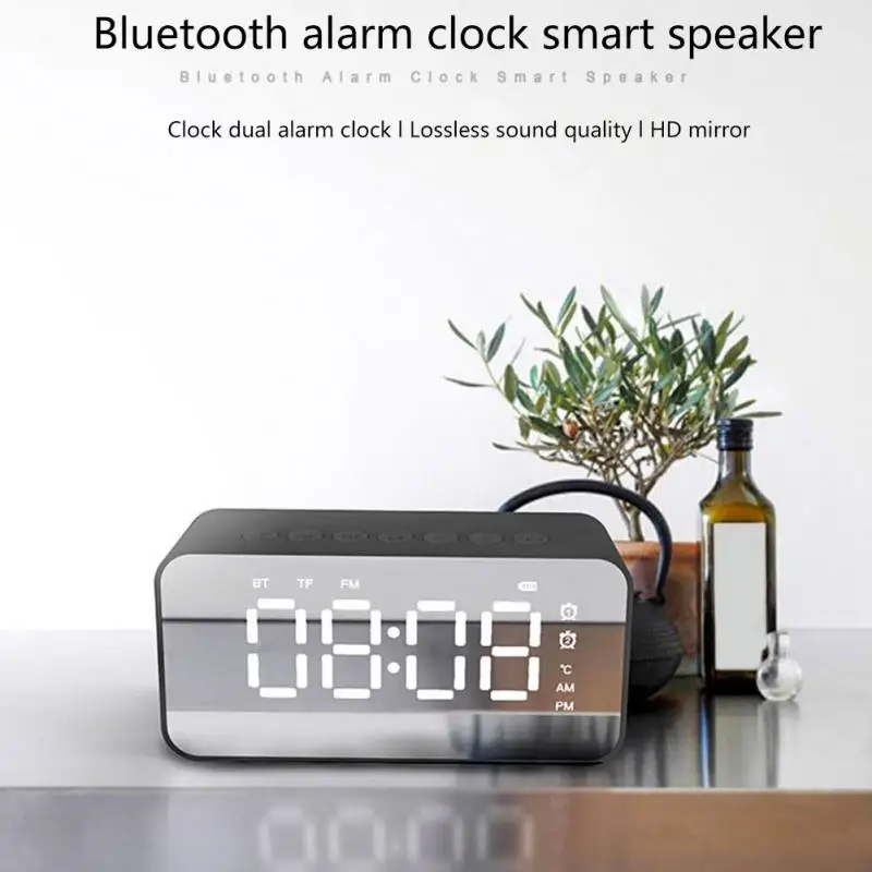 Bluetooth Динамик светодиодный зеркальный будильник часы Wake Up светильник