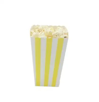 Yellow stripe 12 шт./лот,, коробка для попкорна из розового золота/золотистого серебра, конфета/Sanck, подарочные сумки для свадьбы, дня рождения, кино, вечерние столовые приборы - Цвет: Yellow stripe
