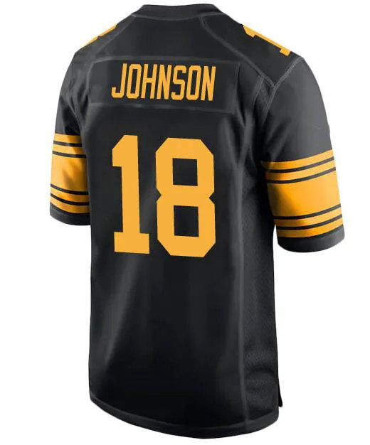 

embroidery American Jersey Diontae Johnson Men Women Kid Youth Black Yellow Number Pittsburgh Football Jersey