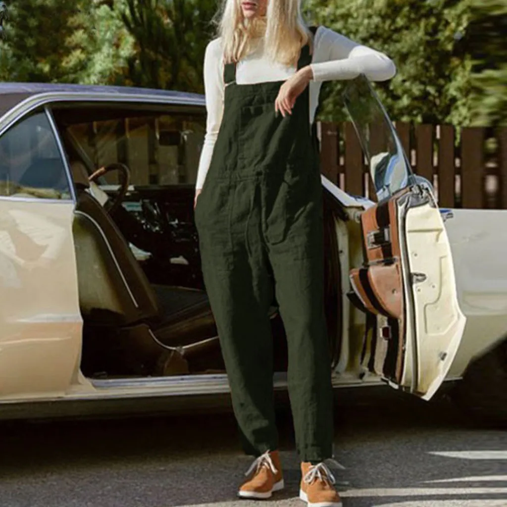 40 # женский хлопковый Конопляный комбинезон летний Однотонный повседневный 2020 |