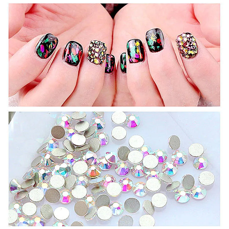

6 Styles 1 Bag 3D DIY Super glitter rhinestones Crystal Non HotFix FlatBack Glass Nail Art Rhinestones Nail Decorations