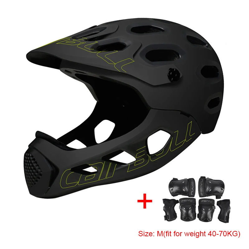 TRAIL DH MTB велосипедный шлем со съемной защитой подбородка и налокотником наколенник анти-ударный скейтборд дорожный горный велосипед велосипедный шлем - Цвет: Black yellow Gear M