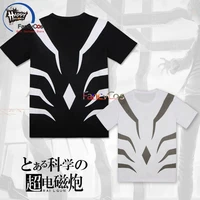a certain magical index accelerator black white tee cosplay costume tee tops anime tee men cotton t shirt short sleeve