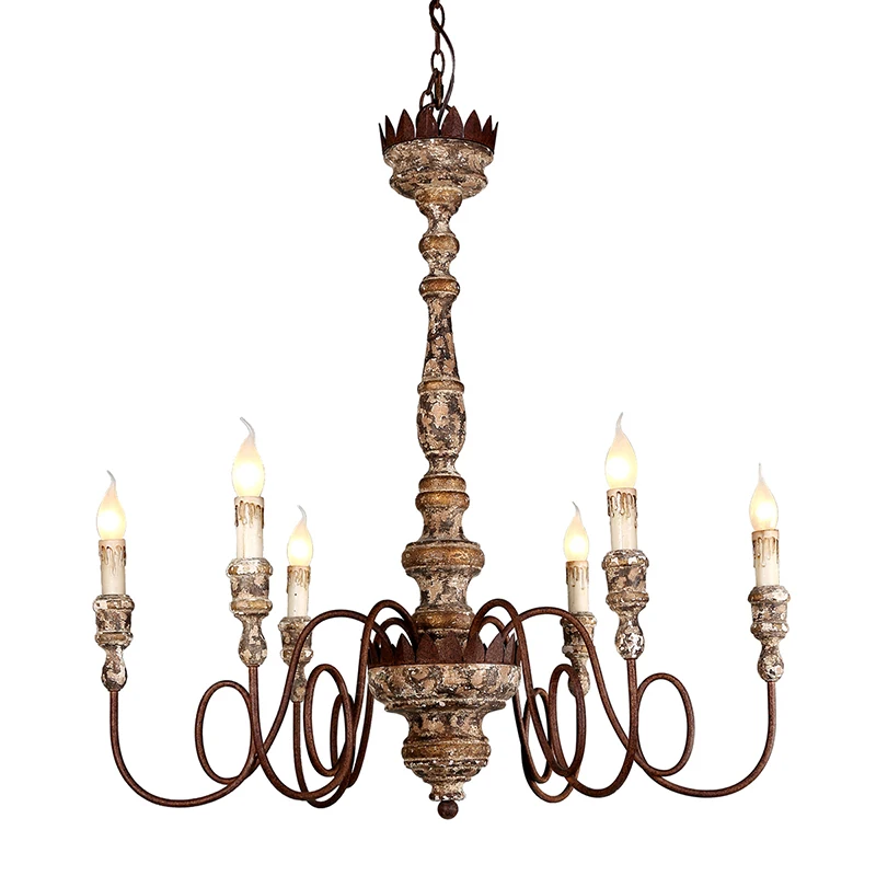 Антикварная Деревянная ретро люстра для спальни освещение гостиной подвесной
