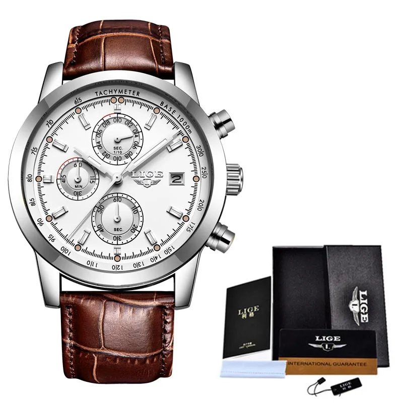 

2019 LIGE Mens Leather Watches Top Brand Luxury Business Quartz Watch For Men Fashion Sport Waterproof Watch Relogio Masculino