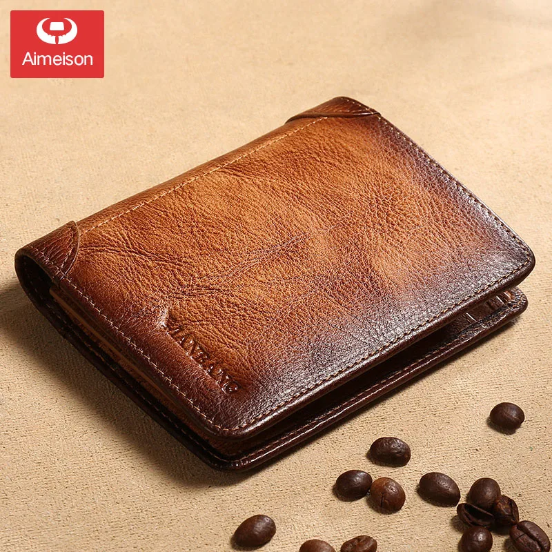 Новый мужской кошелек в стиле ретро с защитой от кражи и тройного сложения