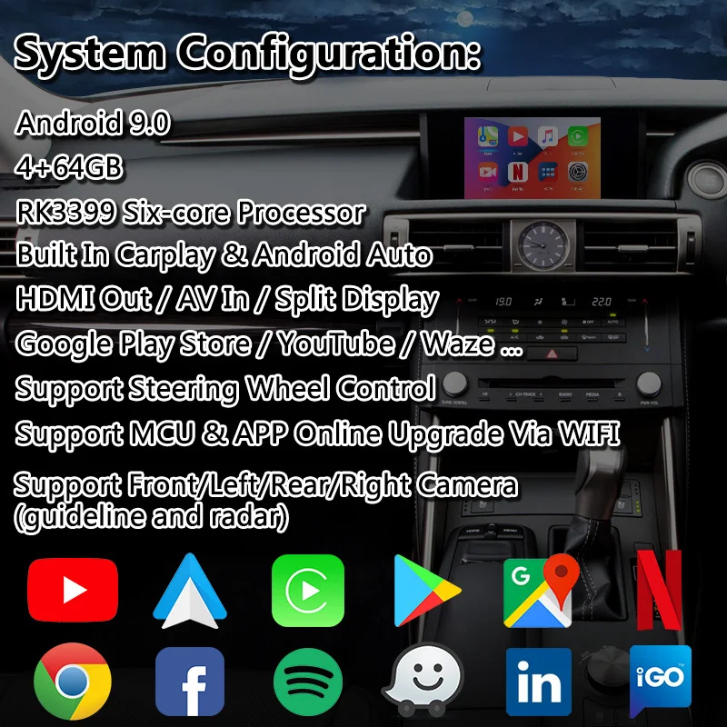 Lsailt Android Carplay мультимедийный видеоинтерфейс для Lexus IS200t IS250 управление мышью 2013