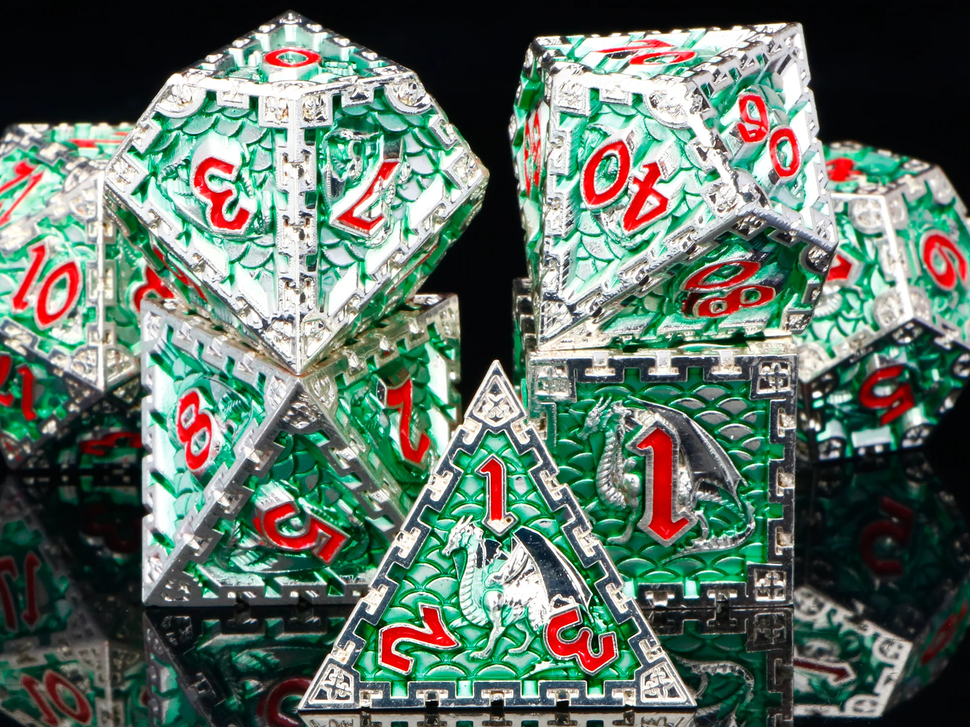 

7 Pcs Colorful Metal Dnd Dice - Metal Dragon Dnd Dice- Dragon Dice Set Of Tabletop Polyhedral -Dice D20 Rpg Board Game D&d Dice