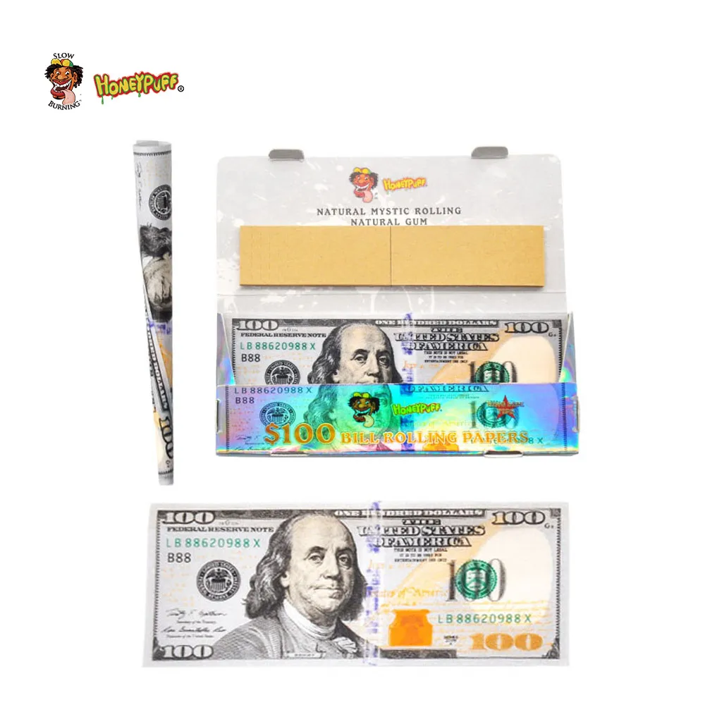 

24Booklets/box 110mm Dollar and Euro Pattern Rolling Papers and tips Used to Making Cigarette Tubes for Weed Smoking Accessories