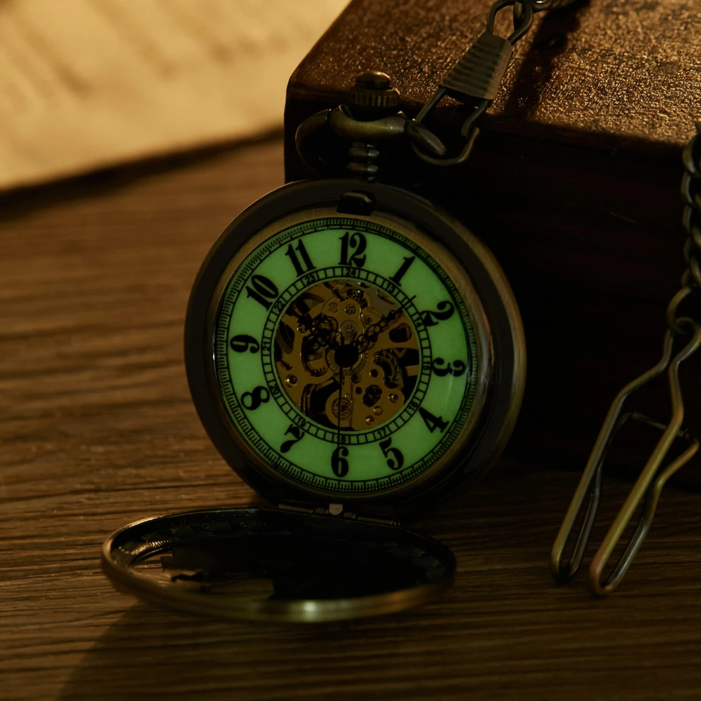 Retro Zodiac Design Men Women Pocket Watch Antique Hollow Mechanical Watches Bronze Clock Lucky Necklace Pendant Gift Fob Chains