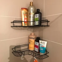 Bathroom kitchen Punch Corner Frame Shower Shelf Wrought Iron Shampoo Storage Rack Holder with Suction Cup bathroom accessories