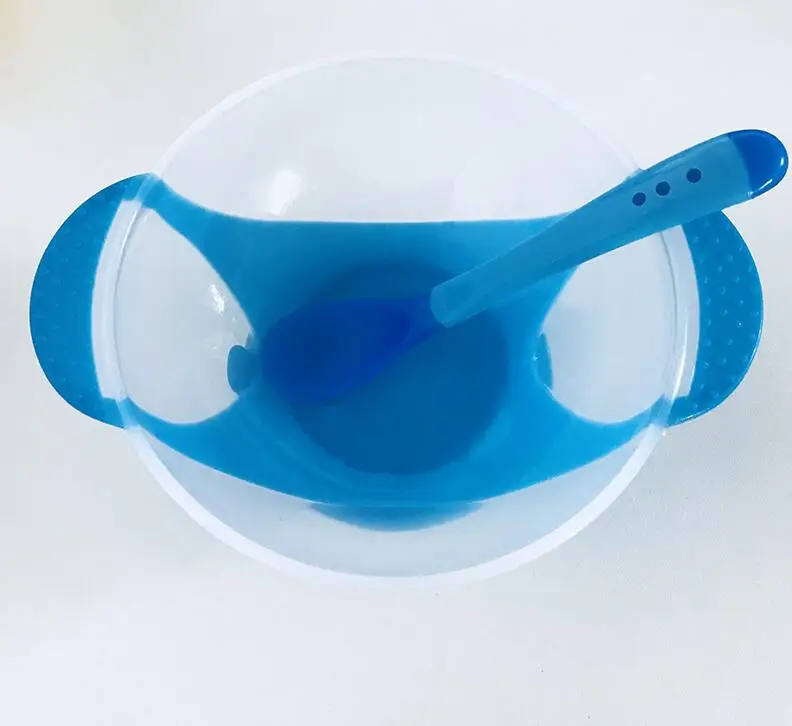 Blue Нескользящая миска для кормления детей, детская миска на присоске, Детская пищевая добавка, супер присоска, аксессуары для детей - Цвет: Blue
