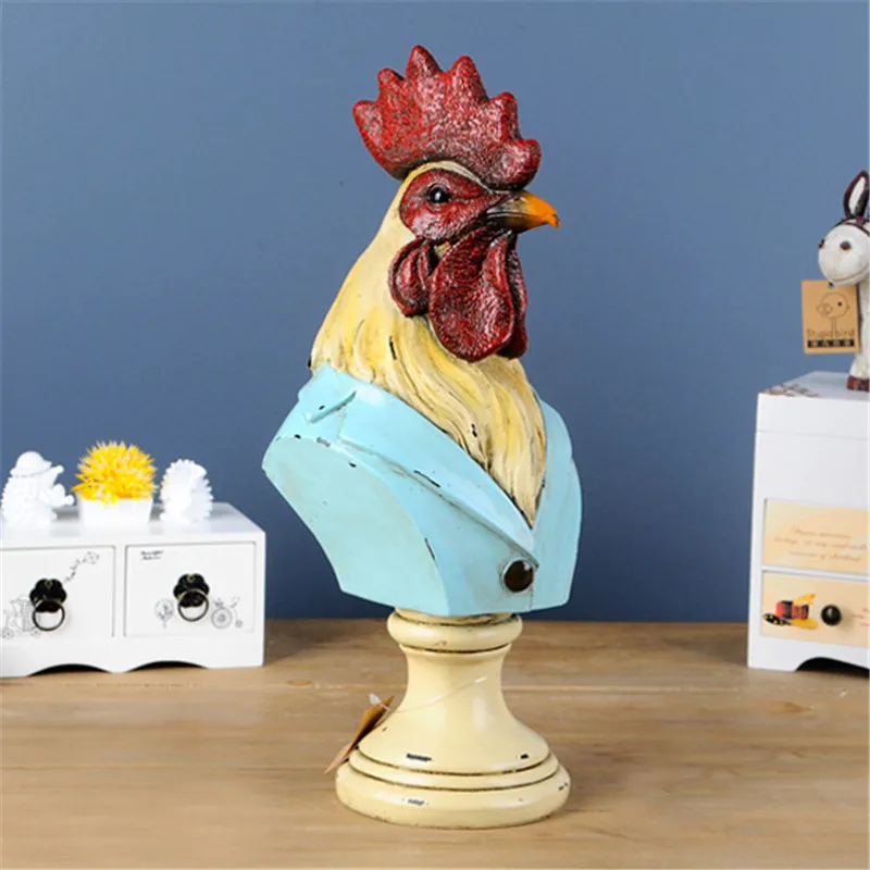 

33CM Creative Hotel Bar Cafe Hand Painting Rooster Decor American Home Living Room Wine Cabinet TV Cabinet Bedroom Crafts M3497