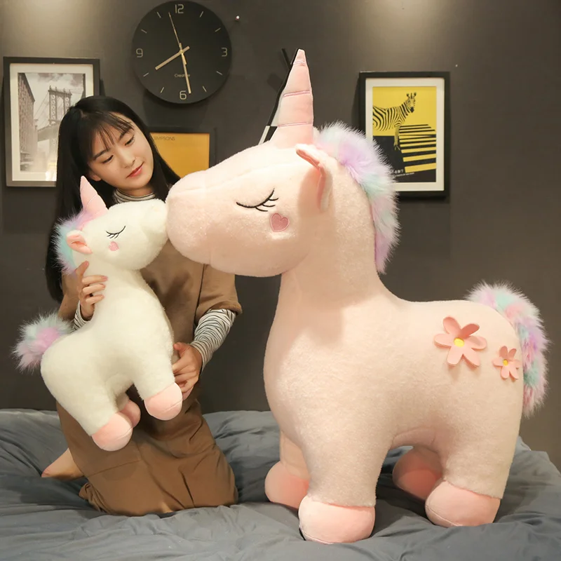 

kawaii animal crossing plush toy rainbow unicorn stuffed peluches grandes baby room hogar decoración pillow sleeping holiday gif