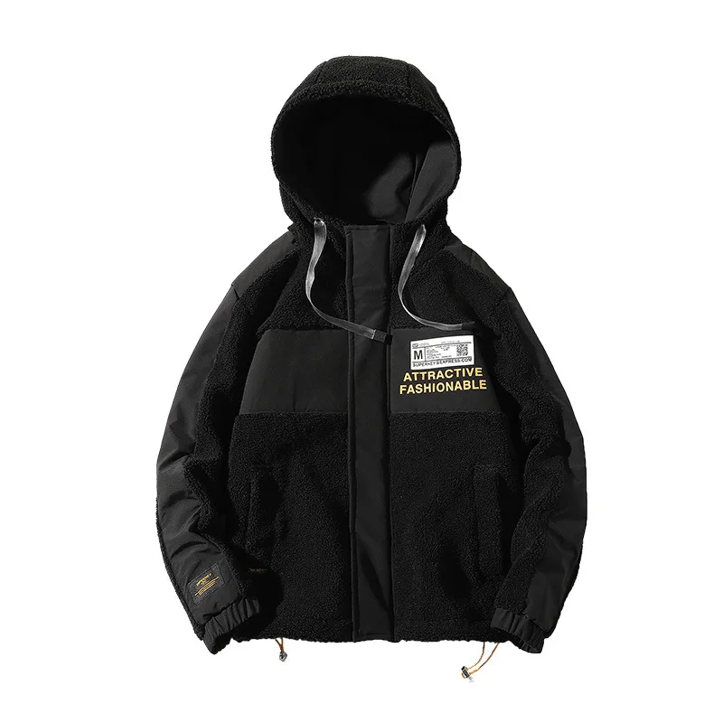 Новая осенне-зимняя мужская куртка Ins тренд с капюшоном однотонная нашивка из