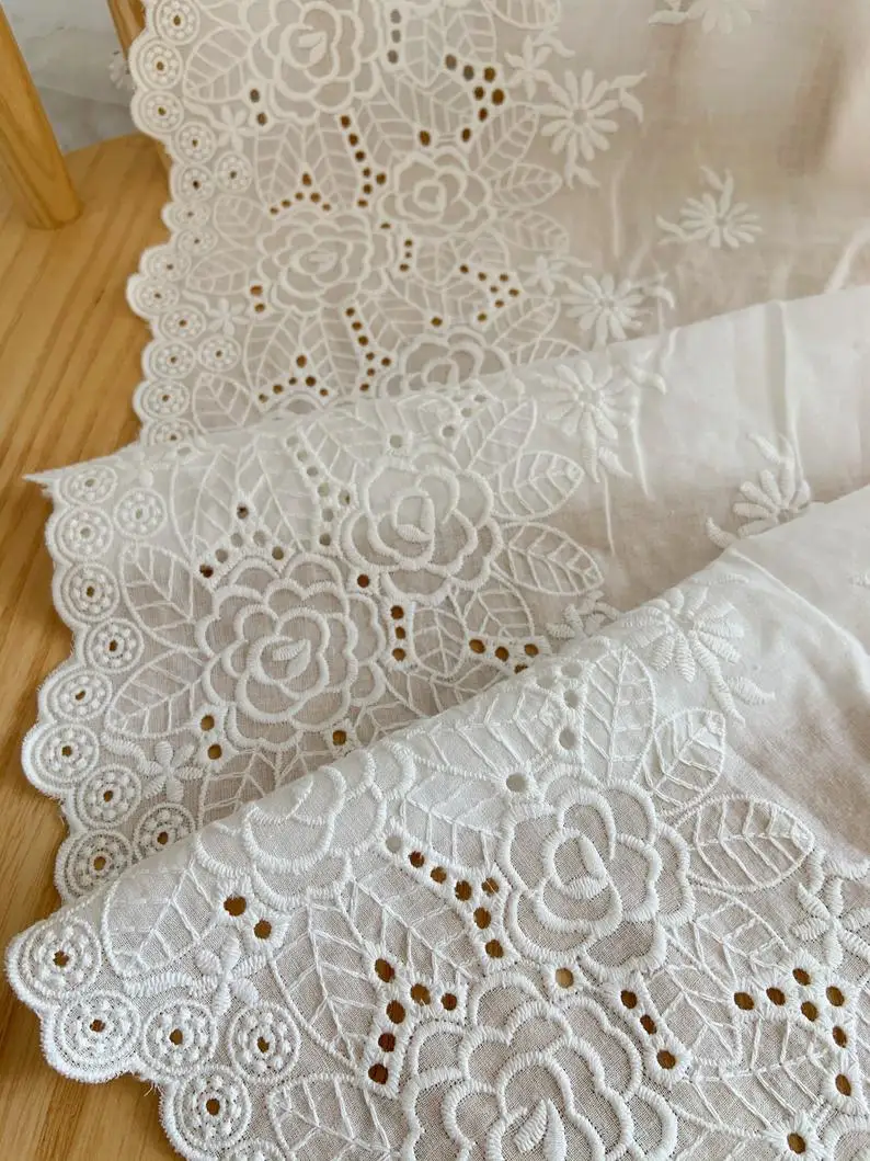 1 ярд белая хлопковая кружевная отделка вышитая с вырезами Цветочная | Дом и сад