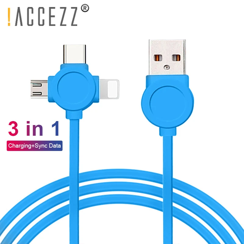 ! ACCEZZ 3 в 1 USB кабель для зарядки и синхронизации данных с разъемом iPhone X XS MAX XR плюс