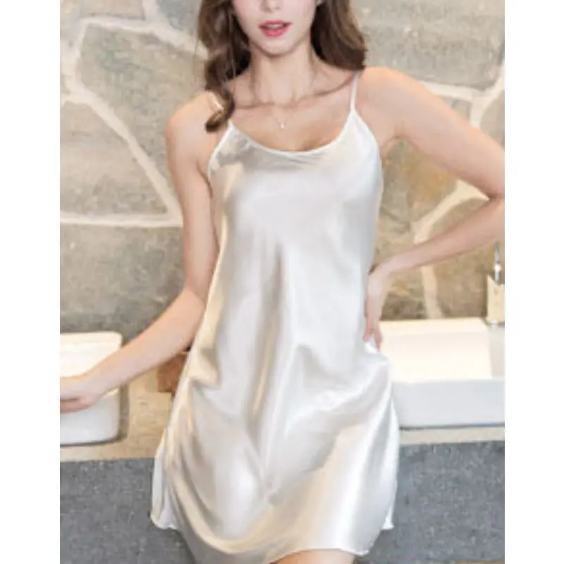 Ice Silk Nightgown Pajamas Women Summer Thin Suspenders Nightgown Sexy Private Hot Bottoming Dress Sexy Nightwear Sleepwear