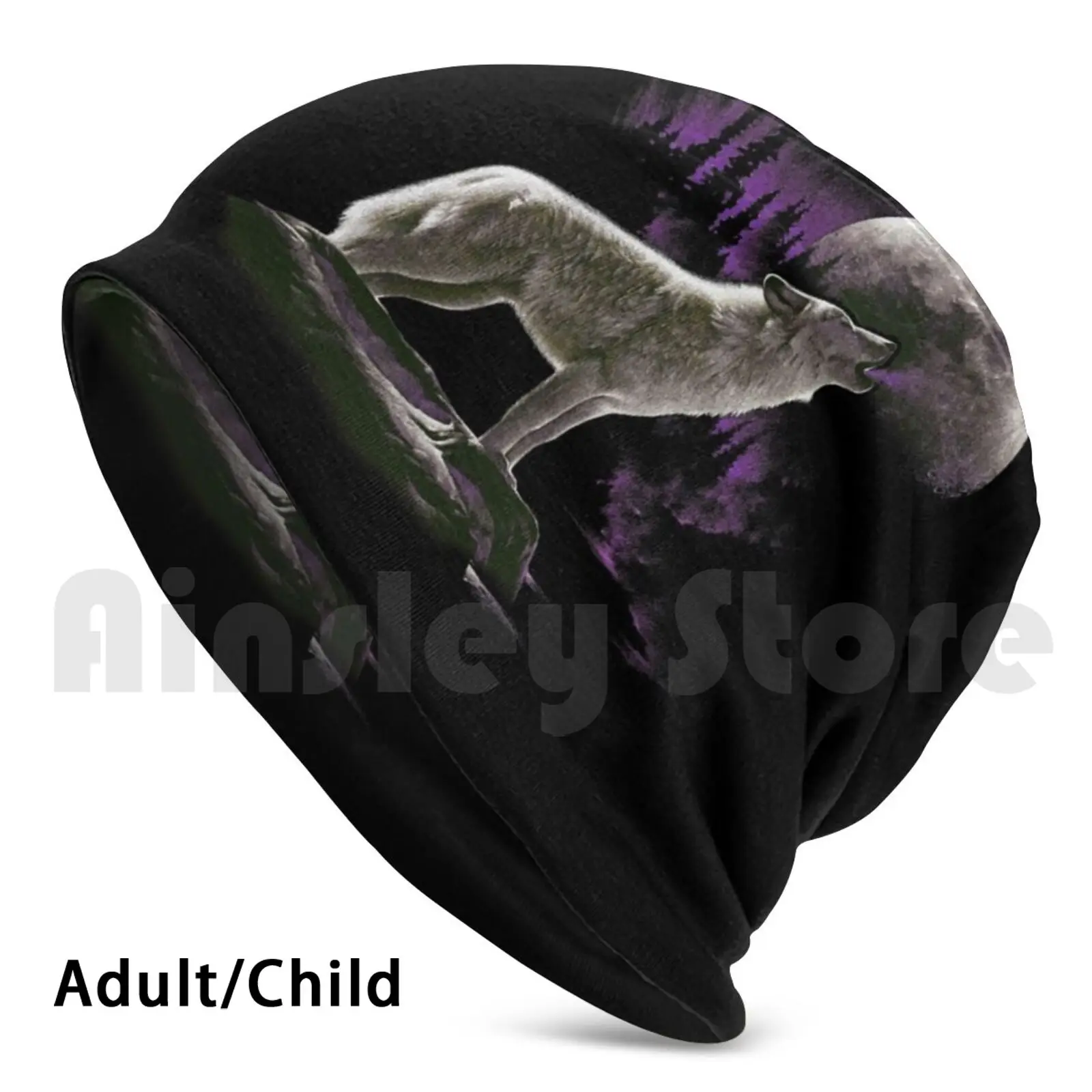

Wolf Howl Beanie Hedging Cap DIY Print Cushion Wolves Howl Realistic Drawing Wolf Canine Animals Realistic