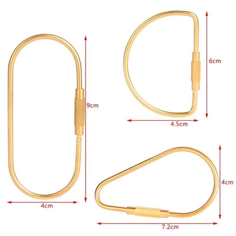 D образная пряжка с защитой от потери подвесной брелок латунная карабин зажим для