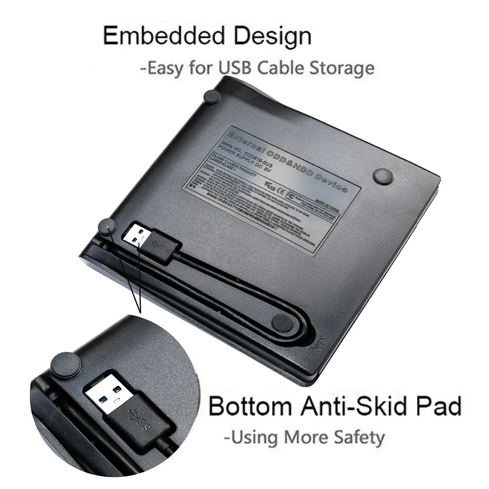 Портативный USB 3 0 DVD ROM CD Оптический привод внешний считыватель SlimDisk Настольный ПК