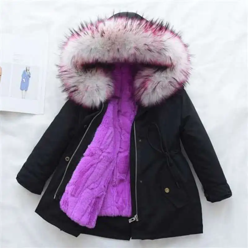 Детская верхняя одежда модная зимняя куртка с регулируемой талией и меховым