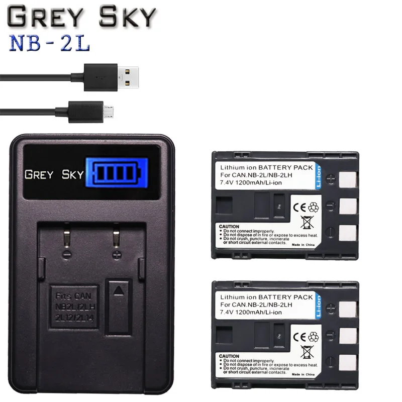 2 шт. 1200 мАч NB-2L NB-2LH NB 2L NB2LH батарея + ЖК-зарядное устройство USB для Canon EOS 400D S80 S70 S50 S60