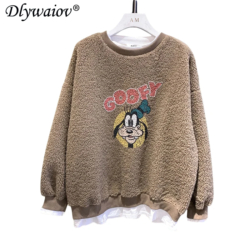 Свитшот женский из искусственного кашемира зимний топ с круглым вырезом и