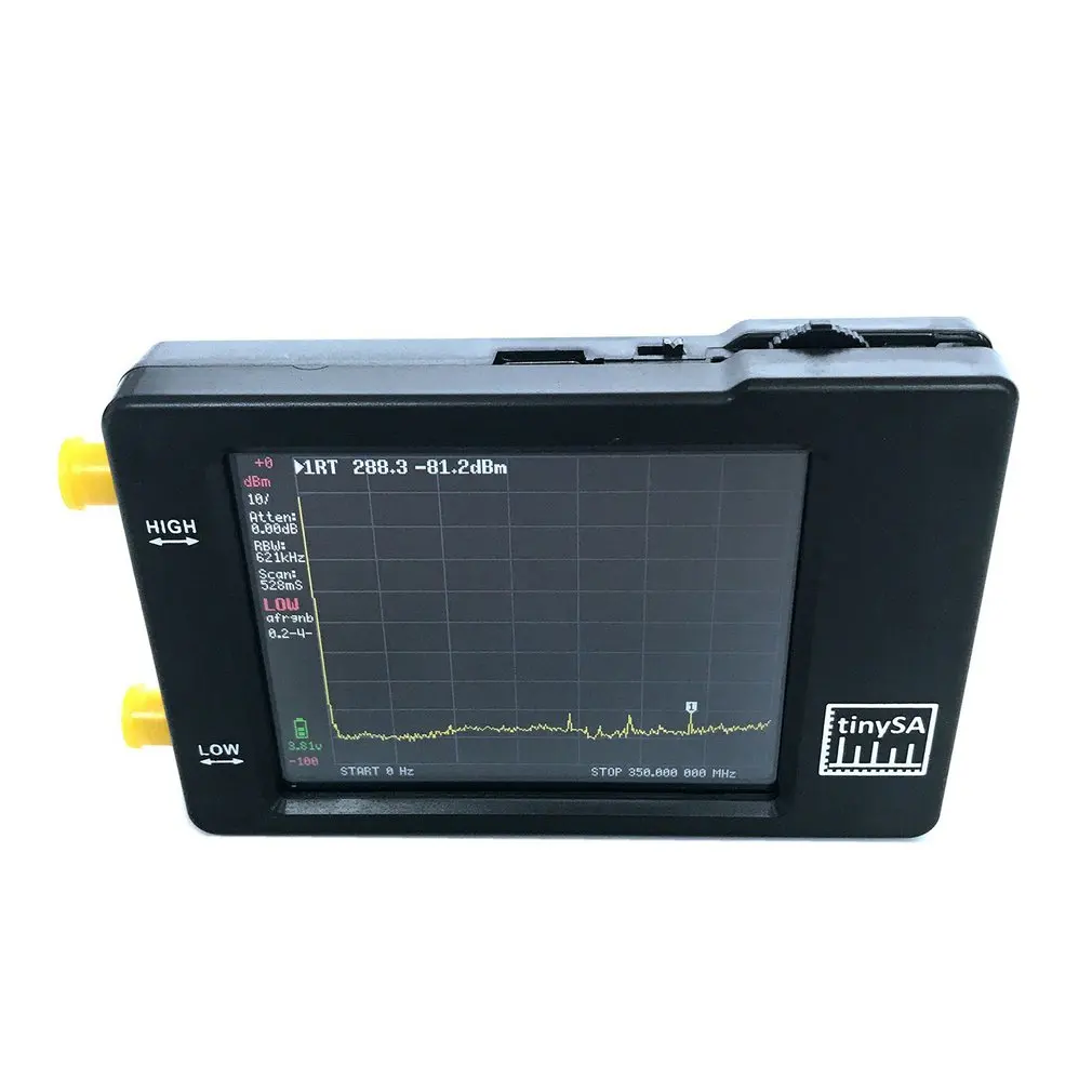 

Handheld Two Inputs Tiny Spectrum Analyzer 2.8 Inch Touching Screen Spectrum Analyzers 100KHz-350MHz Input Frequency