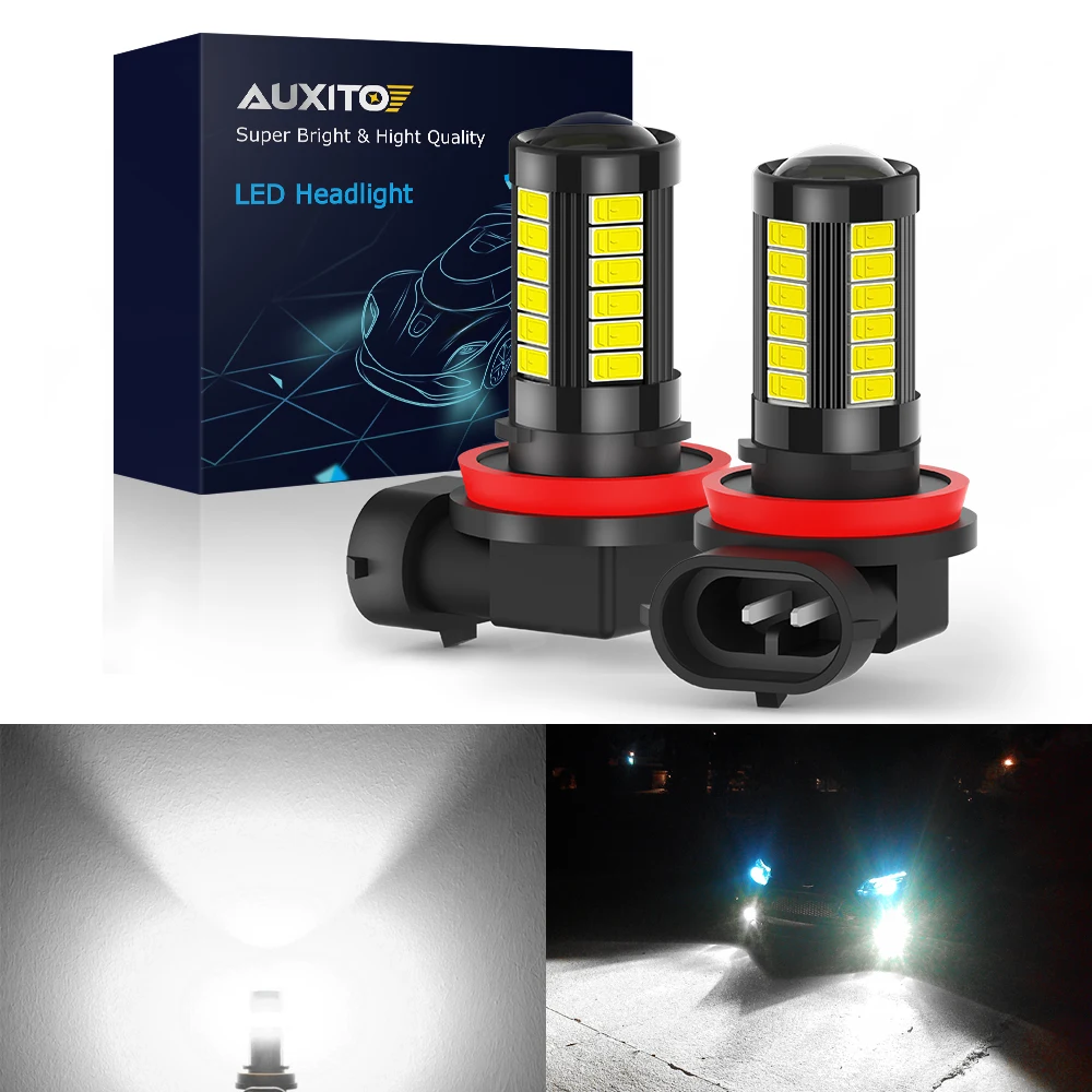 AUXITO 2Pcs H8 H11 H10 LED Fog Lamp for Toyota Land Cruiser 200 100 Camry Tundra CHR RAV4 Prius Tacoma Hilux Hiace Car Lights