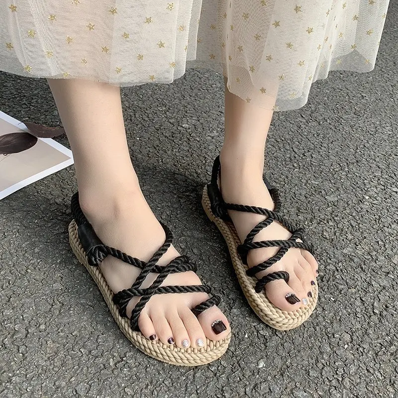 

Sandals Women Summer New Fashion Women's Sandals 2021 Women's Toe Flat Sandals Casual Cross Strap Sandalias Light Beach Shoe