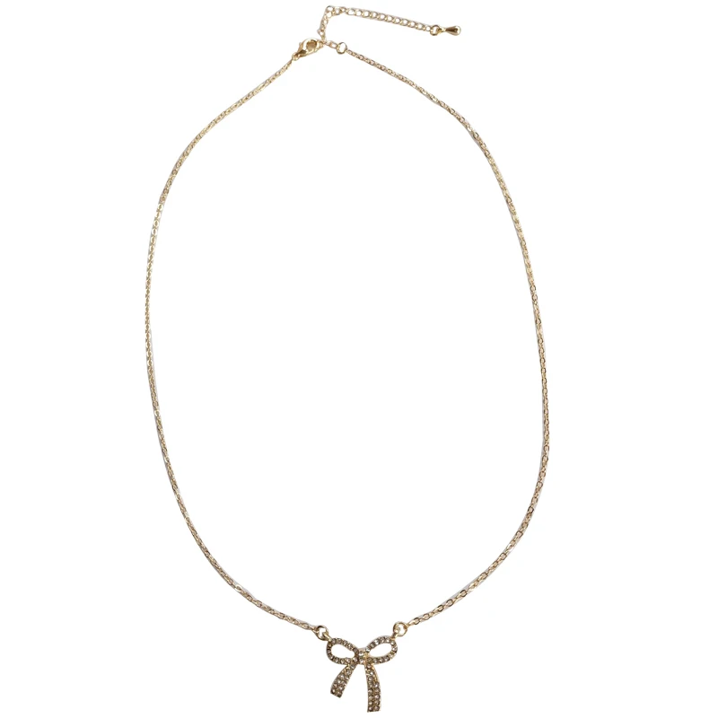 

Fashion Jewelry Chain Necklace Hot Selling Sweet Korean Temperamenmt Clear Crystal Butterfly Pendant Necklace For Girl Lady Gift