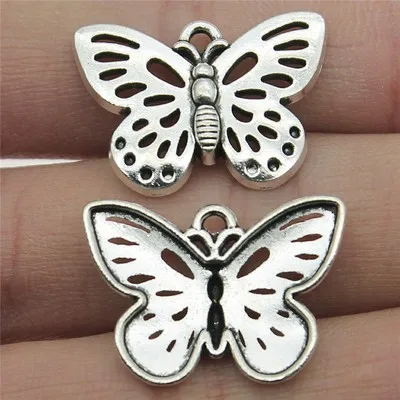 

10Pcs 25*18mm Antique Gold Silver Color Butterfly Charms For Jewelry Making Earrings Necklace Pendants Handcraft Wholesale