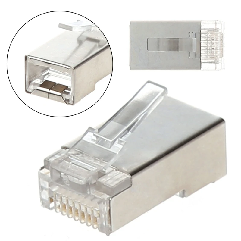 

50/100 шт. CAT5 RJ45 8-контактный экранированный Модульный штекер Ethernet сетевой Кабельный разъем Прямая поставка