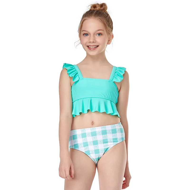 

Girls Split Swimsuit Small Lotus Leaf Side Cute Children's Swimwear Student Swimwear Girl Swiming Suit for Kids Girls