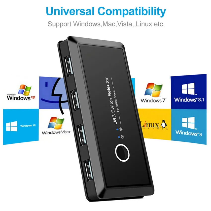 USB Switch Selector KVM Switcher for 2 PC Sharing 4 Devices Keyboard Mouse Scanner Printer Computer | Компьютеры и офис