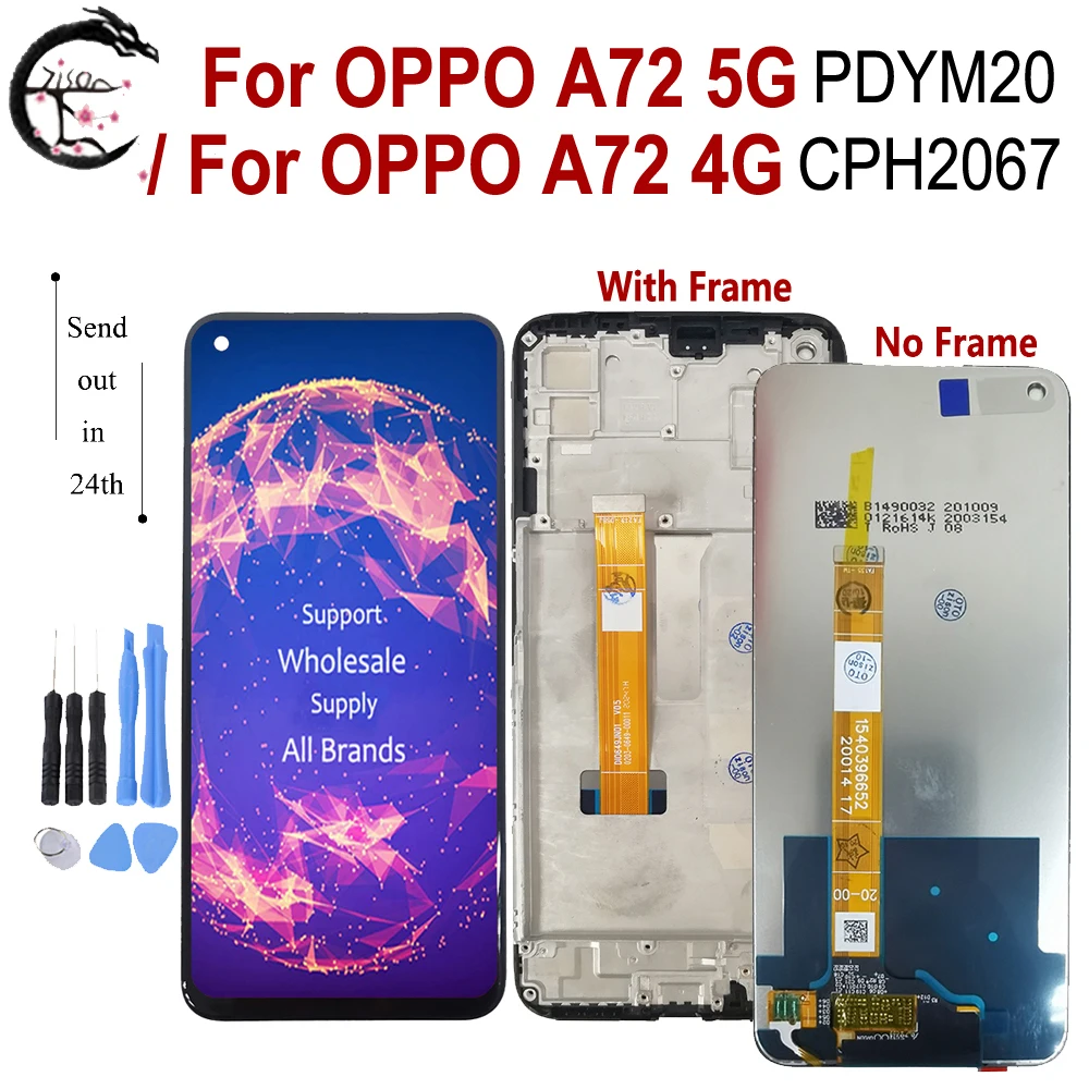 ЖК-дисплей 6,5 дюйма с рамкой для OPPO A72 2020, ЖК-дисплей 4G PH2067, дисплей детской модели PDYM20, сенсорная панель, сенсорный датчик, дигитайзер в сборе, замена