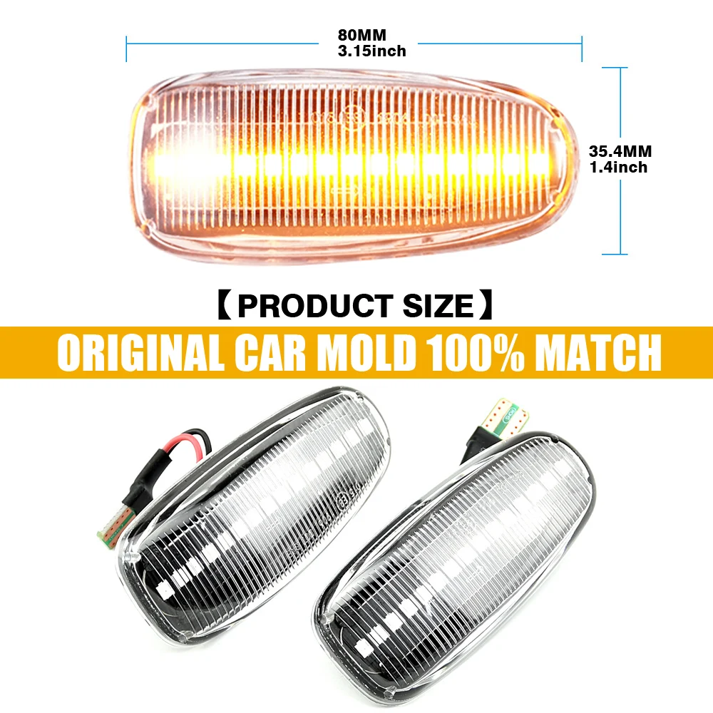 Dynamic LED Flashing Turn Signal Light Side Marker Lamp Car Accessories Auto For Mercedes-Benz W210 W202 W208 R170 Vito W638