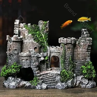 aquarium ancient castle decoration resin artificial building rocks cave for aquarium fish tank landscaping ornament decor