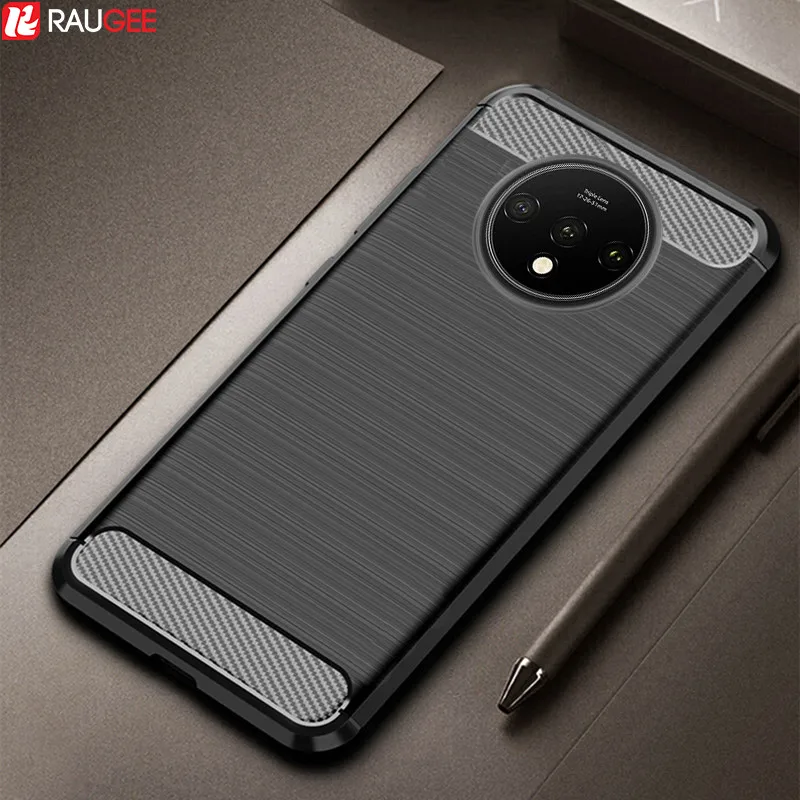 Защитный чехол для Oneplus 7 t противоударный ТПУ бампер углеродное волокно